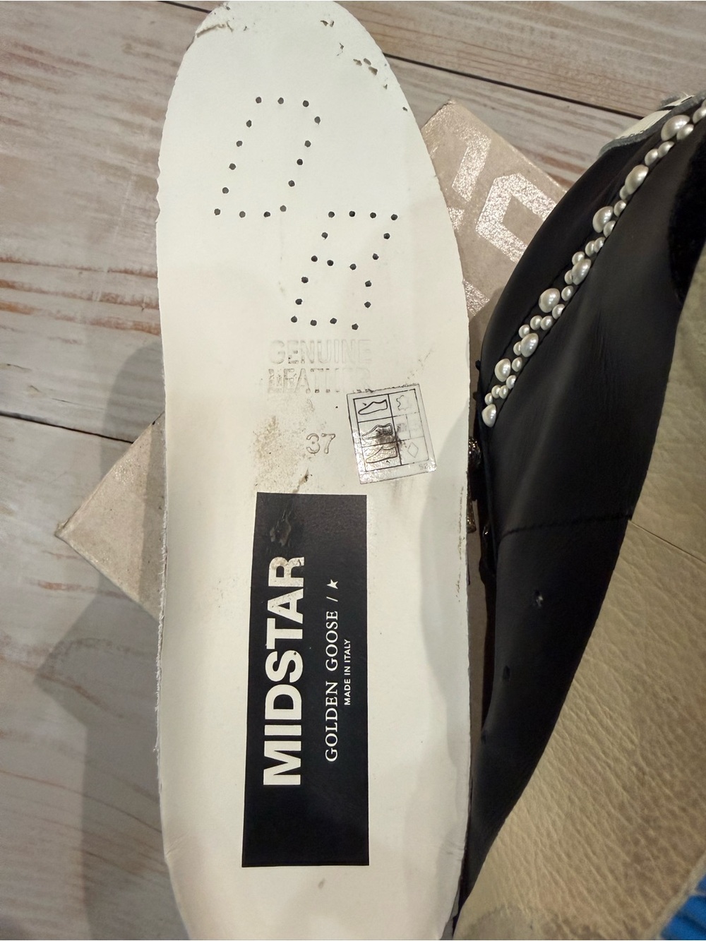 Golden Goose Black and White MIDSTAR Leather Sneaker - Picture 5 of 7